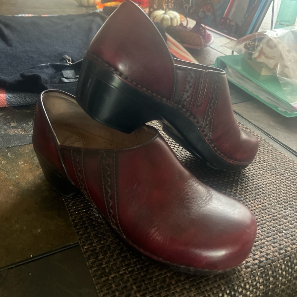 Dansko Burgundy Leather Clogs